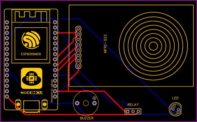 PCB for IoT Smart RFID Door Lock System Using NodeMCU ESP8266