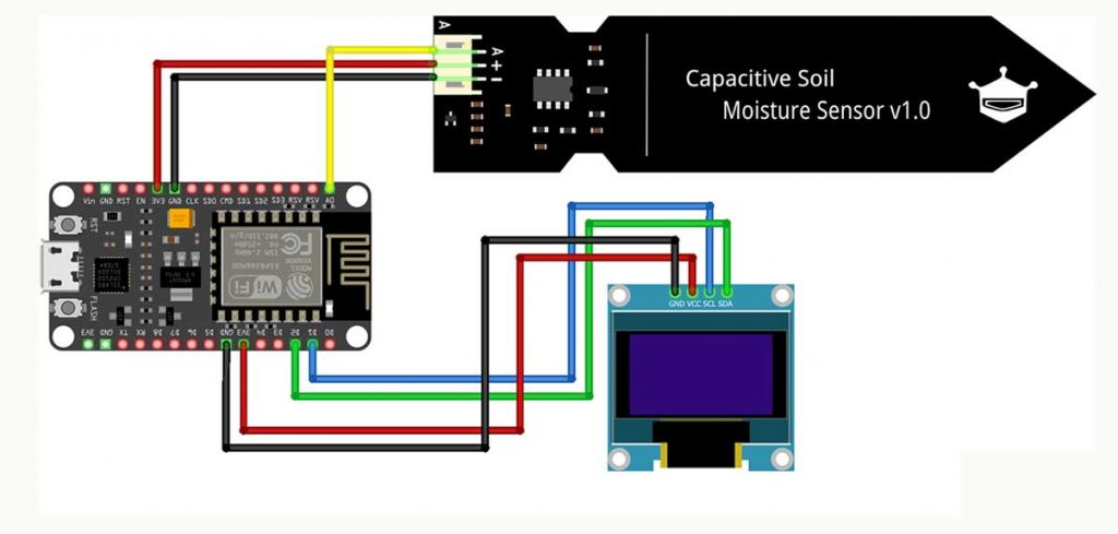 Interface Capacitive Soil Moisture Sensor with ESP8266 & OLED Display