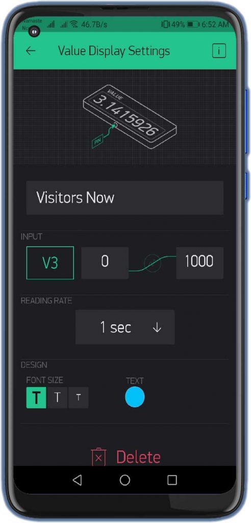 IoT Visitor counter settings
