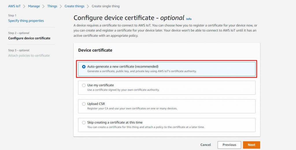 device certificate for aws iot