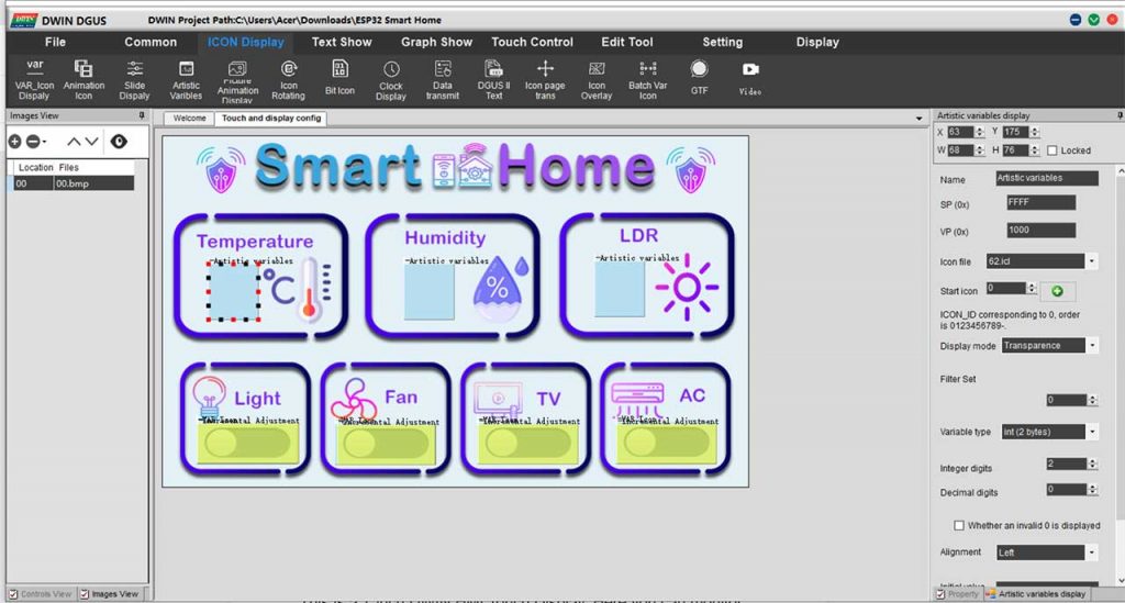 ESP32 Smart Home Automation GUI Designing