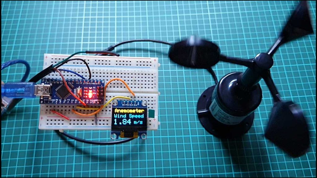 NPN Pulse Output Anemometer using Arduino