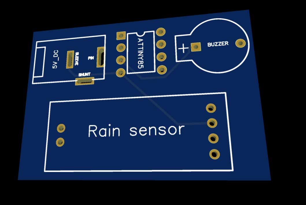 Rain Detection AtTiny85 based PCB