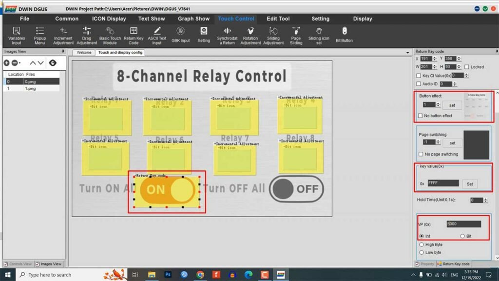 return key code for all relay ON