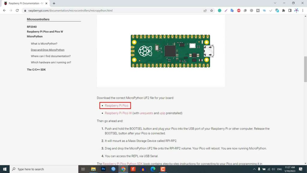 Installing MicroPython UF2 on Raspberry Pi Pico