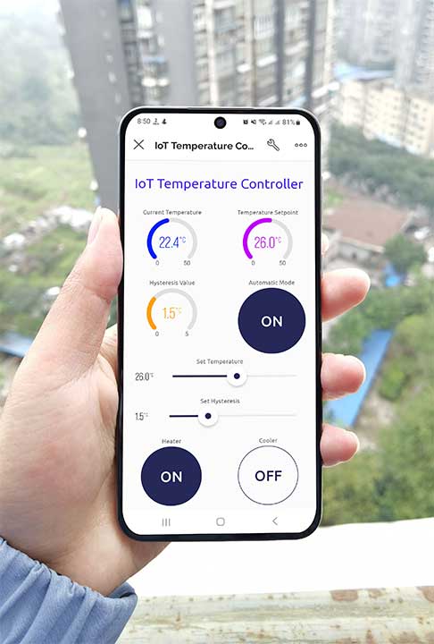 IoT Temperature Control System Mobile Dashboard using Blynk