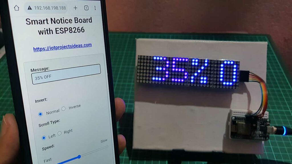 WiFi Controlled Dot Matrix LED Display with Web Server Dashboard using ESP8266