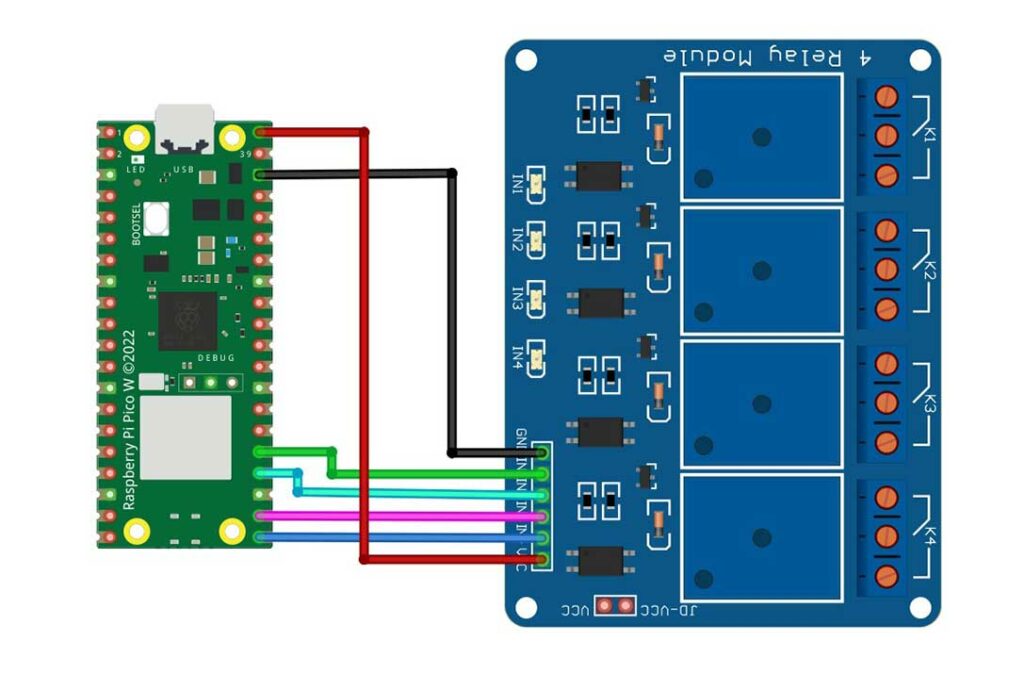 Raspberry Pi Pico W with Relay Module