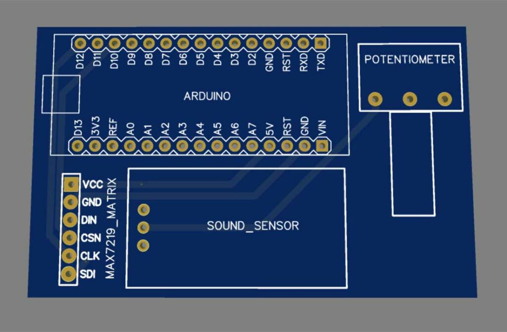 PCB of Audio Spectrum Visualizer Using Arduino & Matrix Display