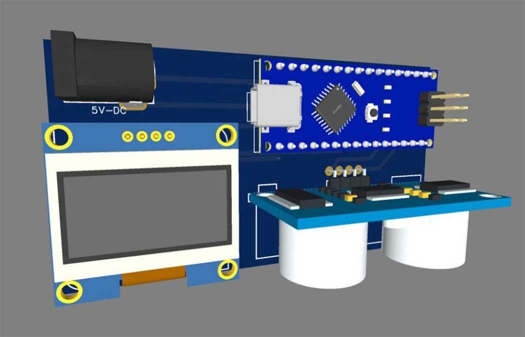 Arduino Ultrasonic Sensor and OLED Display Interface