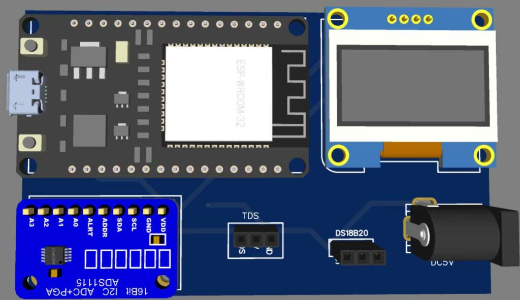 PCB Water Quality Monitoring System using Arduino IoT and ESP32