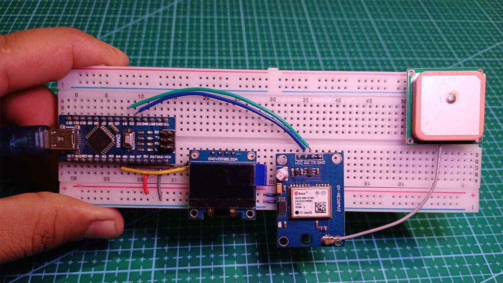 Circuit Assembly of Arduino GPS Speedo meter