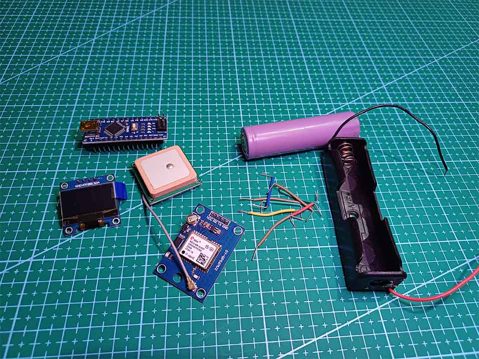 Components required for Arduino GPS Speedo Meter on OLED Display